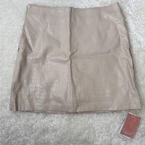 Neutral Croc-Embossed Mini Skirt